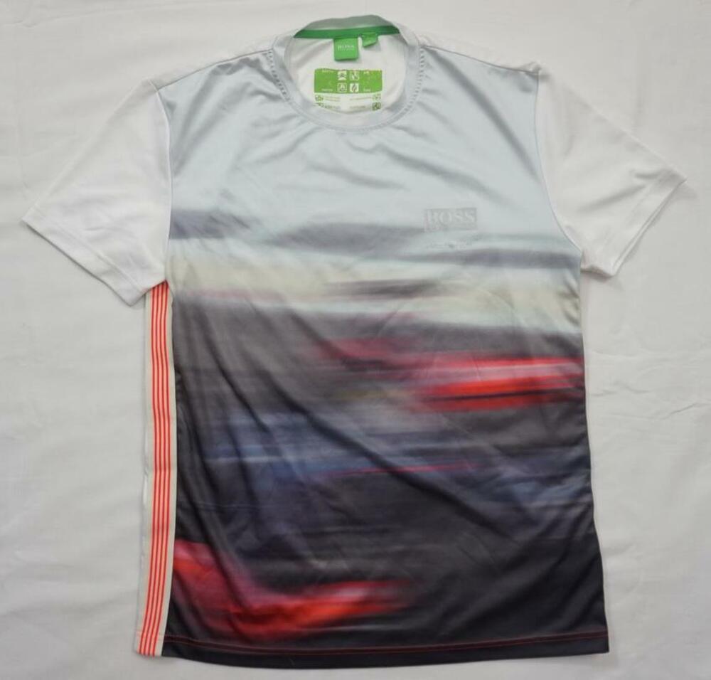 VINTAGE HUGO BOSS TEAM MCLAREN FORMULA 1 MEN L POLYESTER WHITE TSHIRT RARE